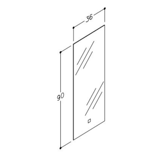 Kame veidrodis MINI su apšvietimu 36x90