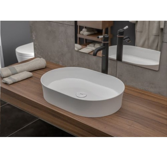 Bocchi Sottile Pastatomas praustuvas, 55x38cm, baltas matinis