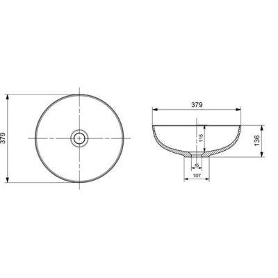 Bocchi (1494) pastatomas praustuvas 38cm skersmens, pilkos matinės spalvos