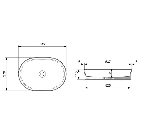 Bocchi Sottile Pastatomas praustuvas,55x38cm juodos matinės spalvos