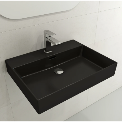 Bocchi Milano pakabinamas/pastatomas praustuvas 605x465mm, juodos matinės spalvos