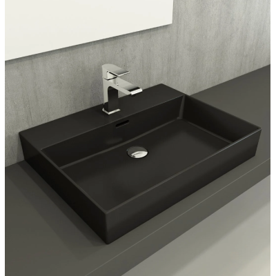 Bocchi Milano pakabinamas/pastatomas praustuvas 605x465mm, juodos matinės spalvos