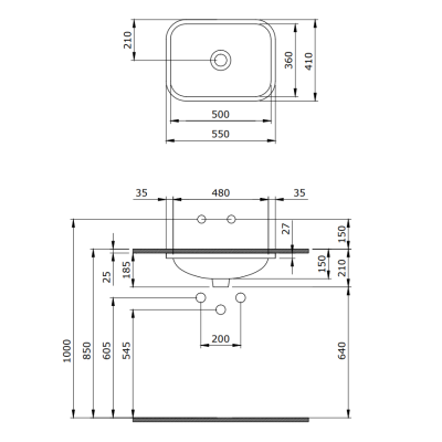 Bocchi Scala Arch 550x410 po stalviršiu montuojamas praustuvas, betono matinės spalvos