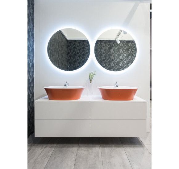 Balteco EC serijos apvalus veidrodis su priekiniu apšvietimu, 80cm