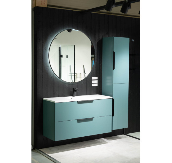 Balteco AG serijos veidrodis su juodu rėmeliu ir foniniu apšvietimu, 60cm