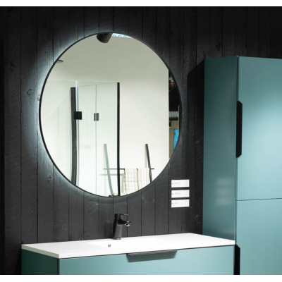 Balteco AG serijos veidrodis su juodu rėmeliu ir foniniu apšvietimu, 60cm