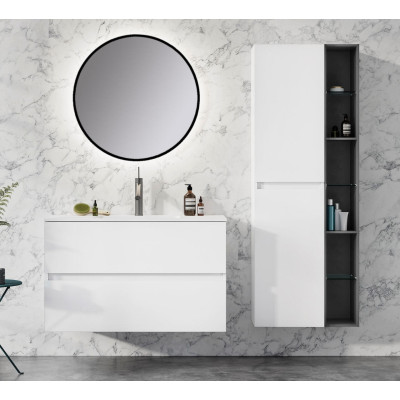 Balteco AG serijos veidrodis su juodu rėmeliu ir foniniu apšvietimu, 60cm