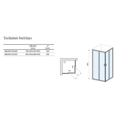 Ravak dušo kabinos komplektas 5in1 Blix II NBLRV2, 90x90