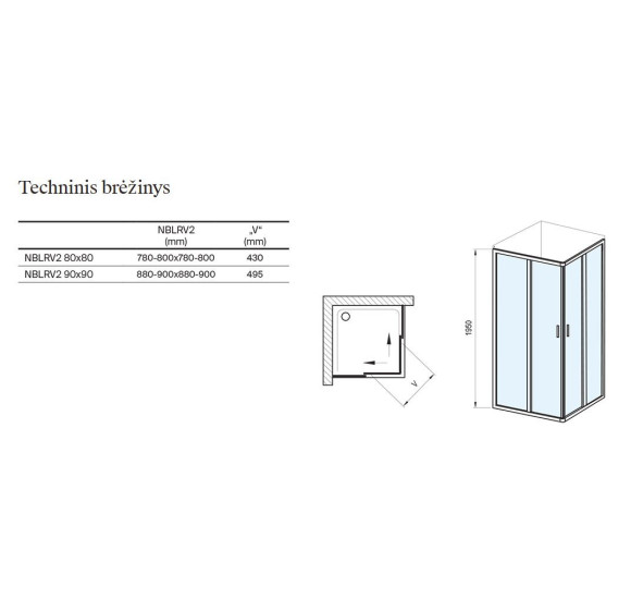 Ravak dušo kabinos komplektas 5in1 Blix II NBLRV2, 90x90