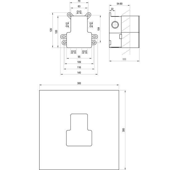 Ravak R-box Vertical potinkinė dėžutė dušo/vonios maišytuvui
