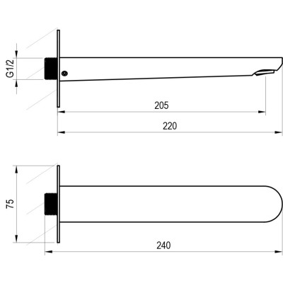 Ravak Eleganta maišytuvo snapas, 203cm (pasirenkama spalva)