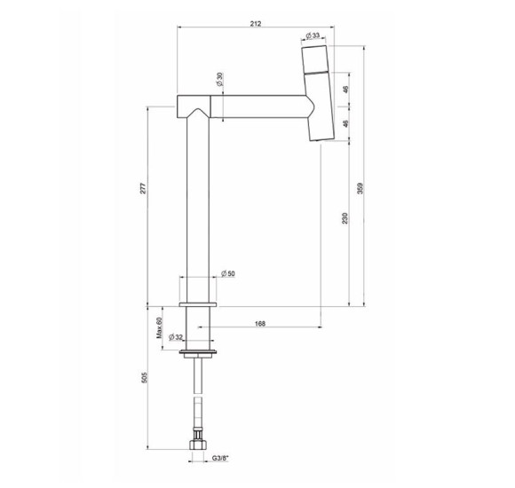 QD MagistroLab Hammer aukštas praustuvo maišytuvas (pasirinkite spalvą)