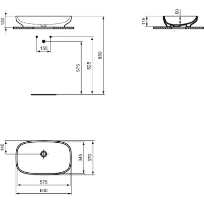 Ideal Standard i.life B pastatomas praustuvas voniai 60 cm, baltos blizgios spalvos