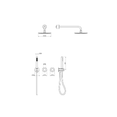 QD MagistroLab Hammer Potinkinė dušo sistema, be potinkinių dėžučių