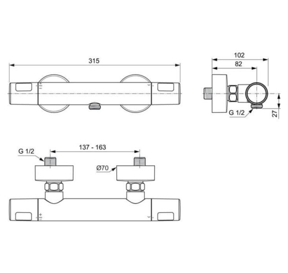 Ideal Standard Ceratherm T25N termostatinis dušo maišytuvas, pasirinkite spalvą