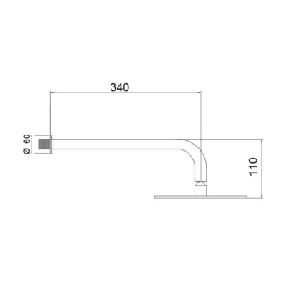 QD MagistroLab stacionari dušo galva su 34cm sieniniu laikikliu