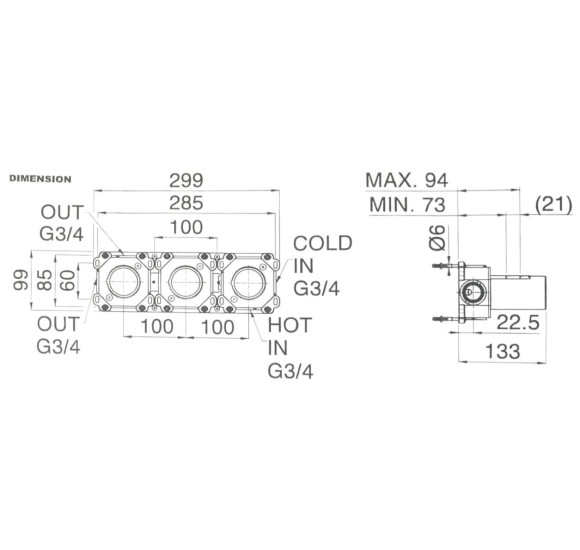 QD MagistroLab potinkinė dėžutė termostatiniam maišytuvui 95245 (2-jų krypčių)