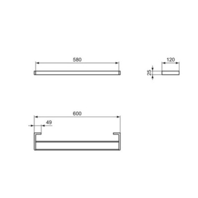 Ideal Standard Conca dviguba modernaus dizaino rankšluosčių kabykla, 60cm