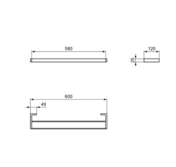 Ideal Standard Conca dviguba modernaus dizaino rankšluosčių kabykla, 60cm