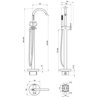 Ravak Freedom grindinis vonios maišytuvas (be potinkinės dalies)