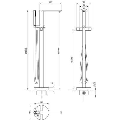 Ravak Chrome II grindinis maišytuvas su dušeliu (be potinkinės dalies)