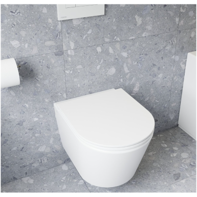 WC komplektas 3in1: Ravak Flow klozetas su "Soft Close" dangčiu ir Ideal Standard rėmas, chromo sp. mygtukas