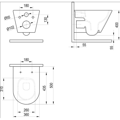 WC komplektas 3in1: Ravak Flow klozetas su "Soft Close" dangčiu ir Ideal Standard rėmas, baltas mygtukas