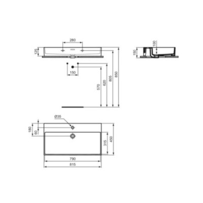 Ideal Standard Extra ant stalviršio montuojamas praustuvas, 80cm