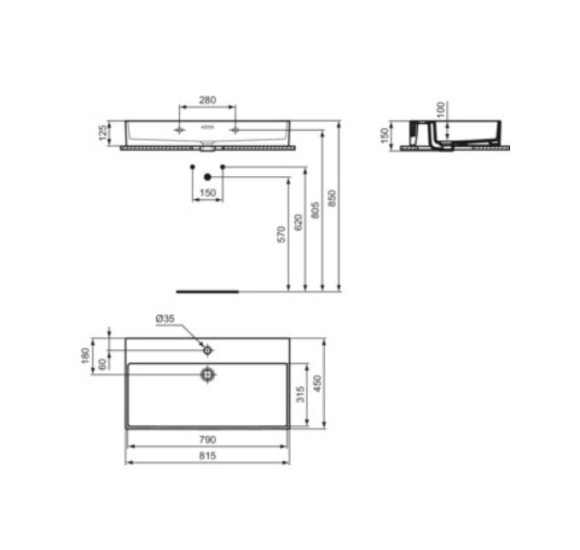 Ideal Standard Extra ant stalviršio montuojamas praustuvas, 80cm