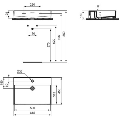 Ideal Standard Extra pakabinamas praustuvas, 60cm