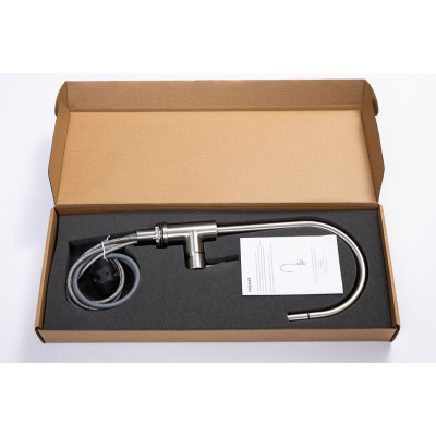 AQVO Galve nerūdijančio plieno maišytuvas plautuvei su ištraukiamu dušeliu