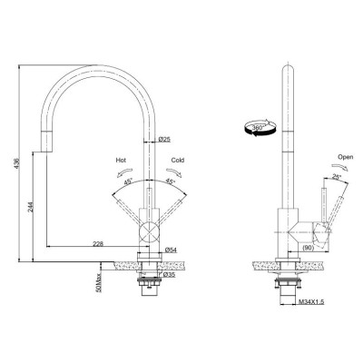 AQVO Galve nerūdijančio plieno maišytuvas plautuvei su ištraukiamu dušeliu