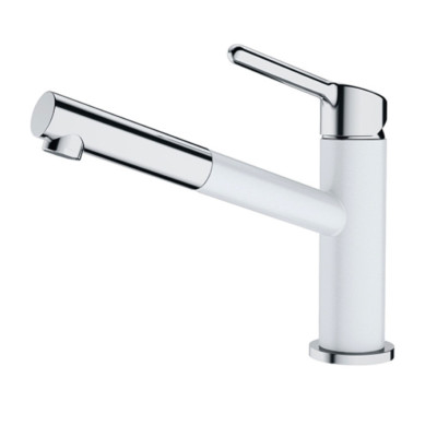 IŠPARDAVIMAS. FRANKE Orbit maišytuvas plautuvei su ištraukiama žarna, balta/chromas