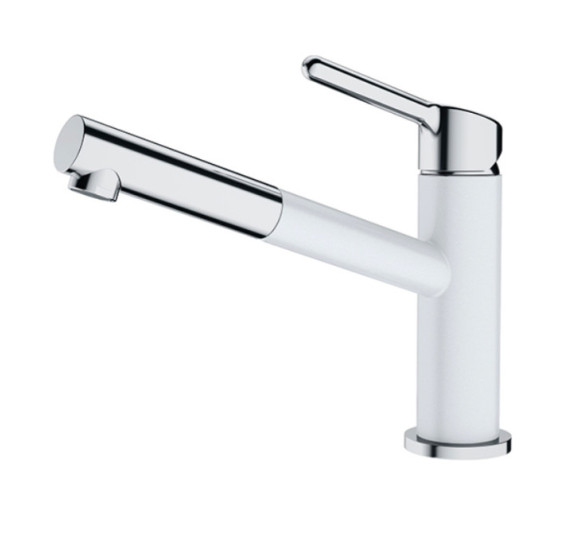 IŠPARDAVIMAS. FRANKE Orbit maišytuvas plautuvei su ištraukiama žarna, balta/chromas