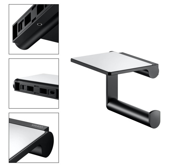 IŠPARDAVIMAS. Keuco PLAN tuoletinio popieriaus laikiklis su lentynėle, juodas matinis