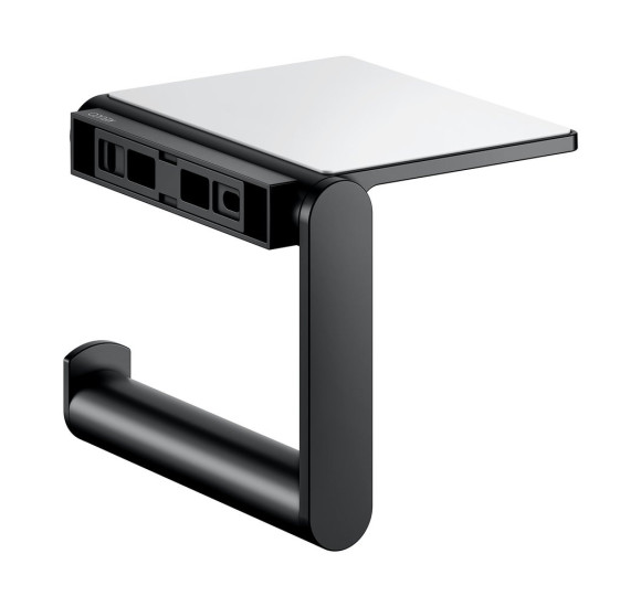 IŠPARDAVIMAS. Keuco PLAN tuoletinio popieriaus laikiklis su lentynėle, juodas matinis