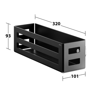 IŠPARDAVIMAS. Keuco dušo krepšelis-lentynėle 320 x 93 x 90 mm black matt