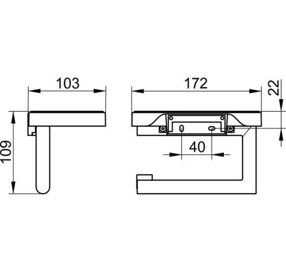 IŠPARDAVIMAS. Keuco Reva tualetinio popieriaus laikiklis su lentynėle, juodos matinės sp.
