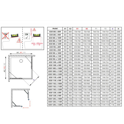 IŠPARDAVIMAS. Radaway Furo KDD 100x90x200cm kampinė dušo kabina, chromo profiliai, skaidrus stiklas