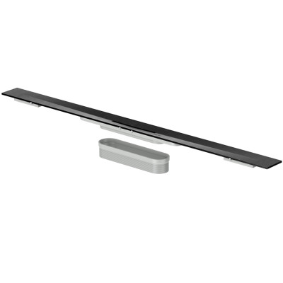 IŠPARDAVIMAS. Showerdrain S+ dušo latako korpusas 1000 mm su Plate juodomis grotelėmis