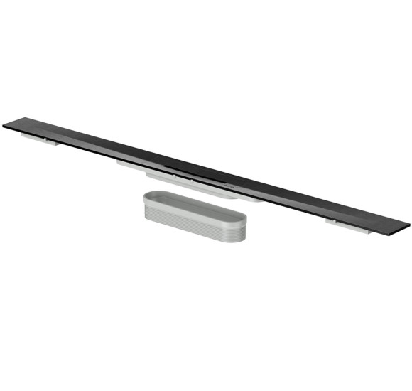 IŠPARDAVIMAS. Showerdrain S+ dušo latako korpusas 1000 mm su Plate juodomis grotelėmis