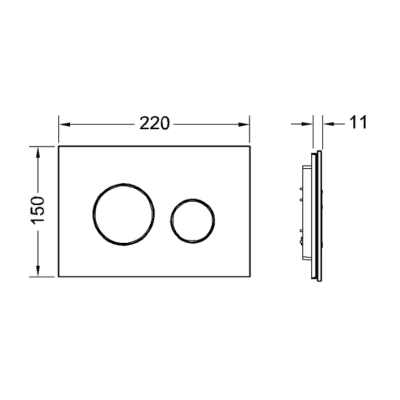 IŠPARDAVIMAS. TECEloop dvigubas vandens nuleidimo klavišas stikliniu paviršiumi (Juodas stiklas / klavišai matinio chromo)