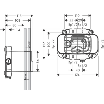 IŠPARDAVIMAS. Axor One potinkinė maišytuvo dėžutė