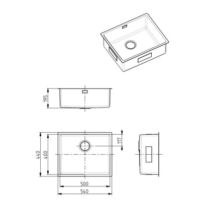 ALVEUS Monarch Kombino 50, nerūdijančio plieno plautuvė (montuojama po stalviršiu)