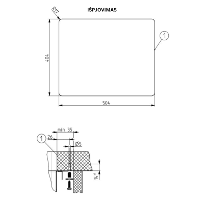 ALVEUS Monarch Kombino 50, nerūdijančio plieno plautuvė (montuojama po stalviršiu)