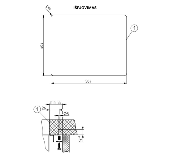 ALVEUS Monarch Kombino 50, nerūdijančio plieno plautuvė (montuojama po stalviršiu)