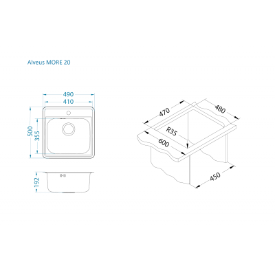 ALVEUS More 20 nerūdijančio plieno plautuvė