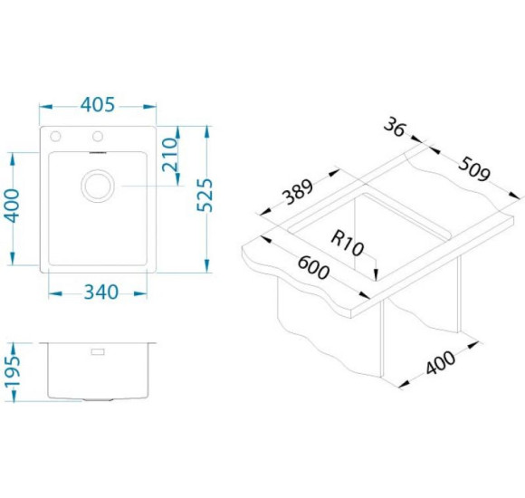 ALVEUS Pure 10 nerūdijančio plieno plautuvė