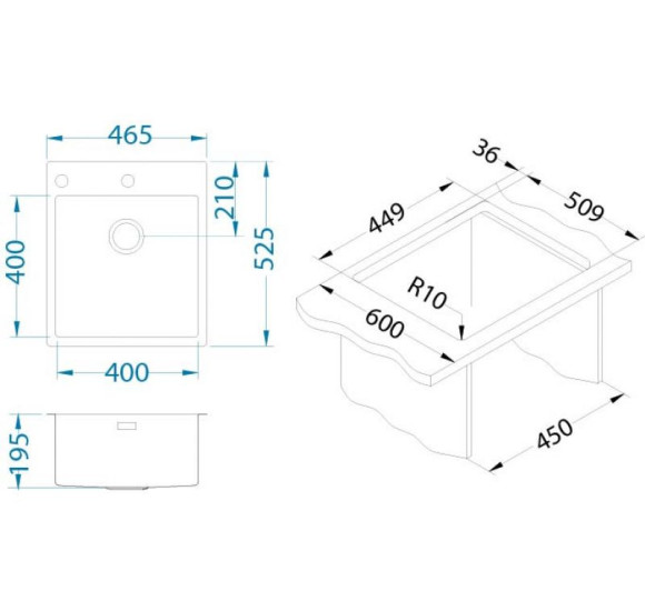 ALVEUS Pure 20 nerūdijančio plieno plautuvė