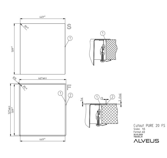 ALVEUS Pure 20 nerūdijančio plieno plautuvė